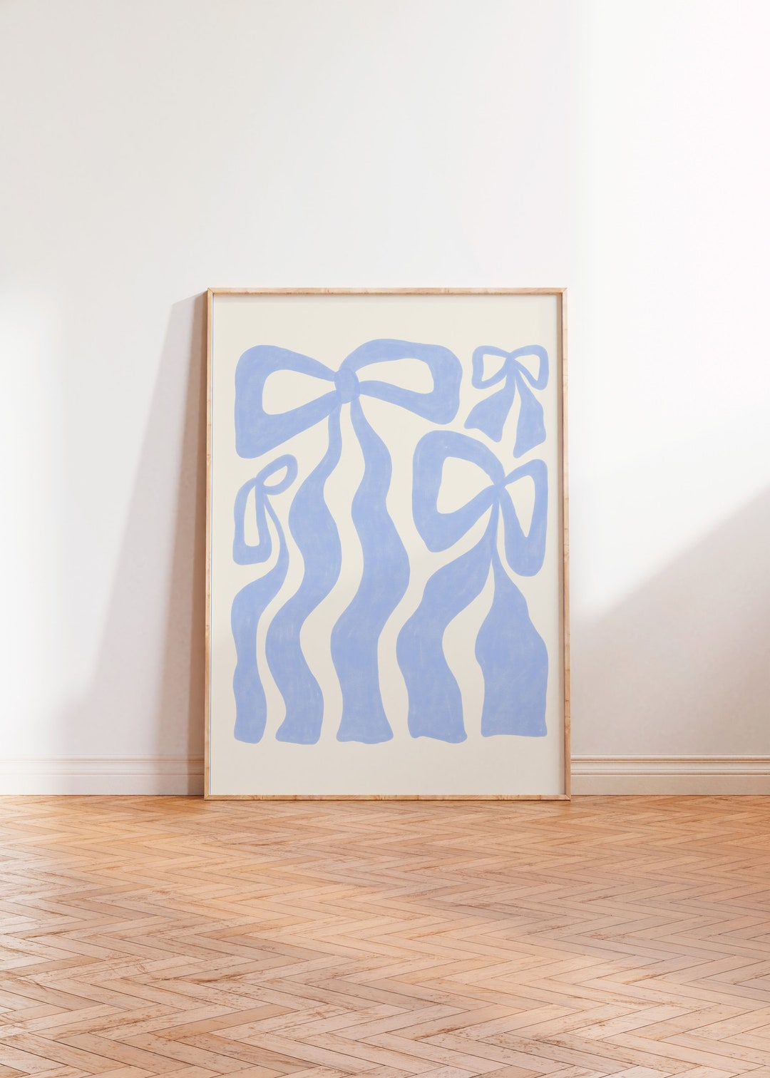 Light Blue Ribbon and Bows Wall Art, Sandy Liang Bow Art Print, Ribbon Poster, Sandy Liang