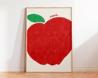 APPLE Wandkunst, Retro Essen Kunstdruck, Trendy Obst Poster, eklektisches Essen Kunstdruck, Wandkunst für die Küche, Apfel meines Auges Wandkunst