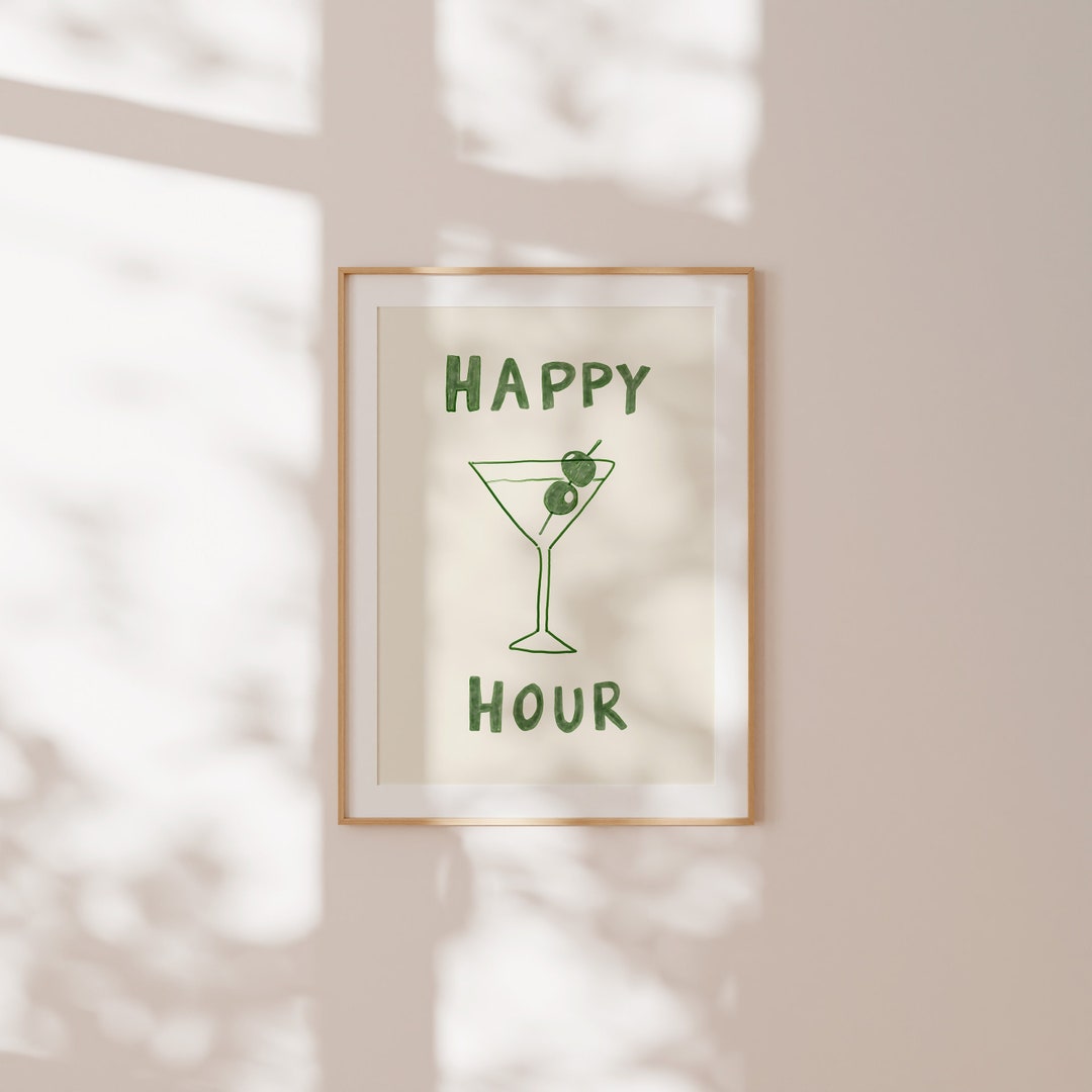 HAPPY HOUR Wall Art Drinks Art Print Bar Cart Poster Etsy