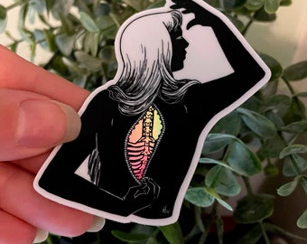 Holographic Unzipped Ribcage Sticker Gift | Edgy Trippy Surreal Art | Vinyl Weatherproof Laptop, Hydro-flask, Phone, Planner Decal