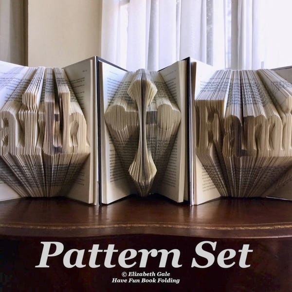 FAITH, CROSS, & FAMILY Book Folding 3-Pattern Set. 3 Patterns for the Price of 2. Digital pdf files. Includes How-To Guide w/3 free patterns