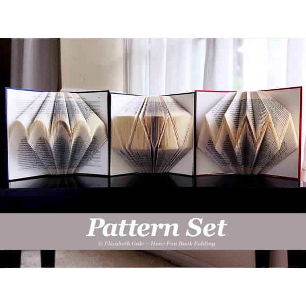 Geometric Book Folding 3-Pattern Set No. 1: Arches, Triangles, & Zigzag. 3 PDFs for the price of 2. Includes How-To Guide w/3 free patterns.