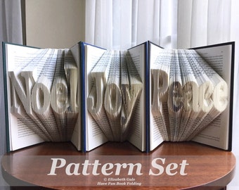 NOEL, JOY, & PEACE Book Folding 3-Pattern Set. 3 Patterns for the Price of 2. Digital pdf files. Includes How-To Guide w/3 free patterns.