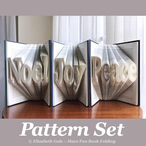NOEL, JOY, & PEACE Book Folding 3-Pattern Set. 3 modelli al prezzo di 2. File PDF digitali. Include guida pratica con 3 modelli gratuiti.