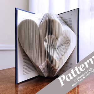 TWO HEARTS Book Folding Pattern — 165 Folds (330 numbered pages). PDF digital download. Includes free How-To Guide with 3 free patterns.
