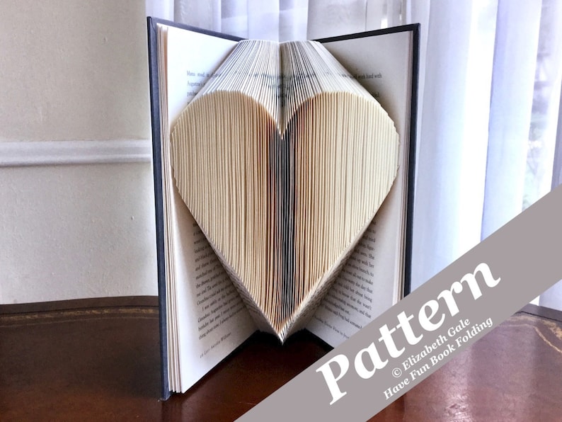 CLASSIC HEART Book Folding Pattern 97 Folds 194 numbered pages. PDF digital download. Includes free How-To Guide with 3 free patterns. image 1