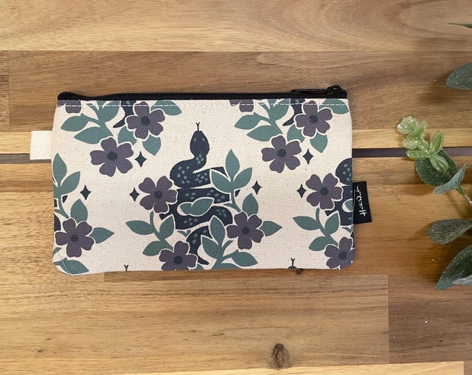 Garden Snakes Zipper Pouch - 7” Zipper Wallet - Screen Printed