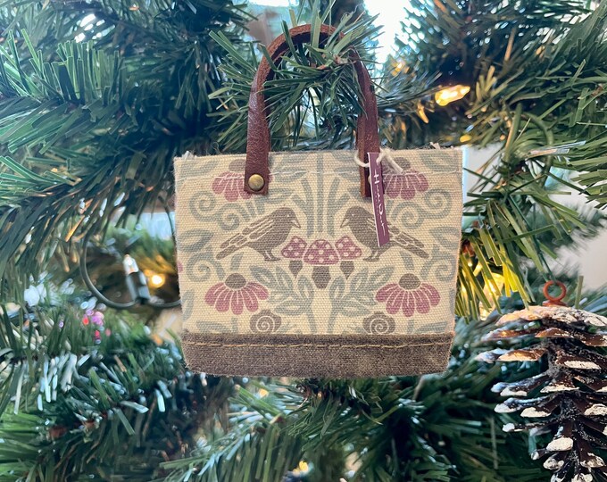 Crow and Mushroom Pattern Tiny Bag Ornament - Christmas Ornament