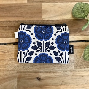 February Violets Pattern Zipper Pouch - Zipper Wallet - Screen Printed - Credit Card Zipper Pouch