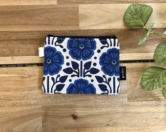 Screen Printed Zipper Pouch: February Violets Pattern Wallet