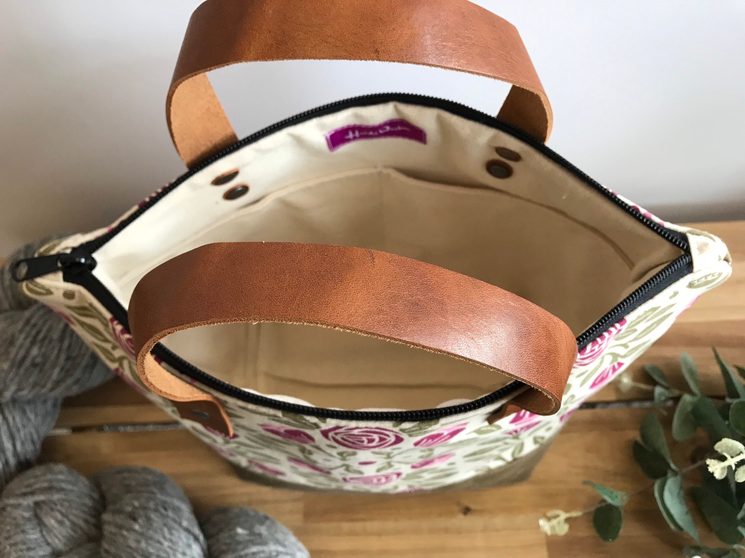 June Roses Waxed Canvas Project Bag Screen Printed Etsy