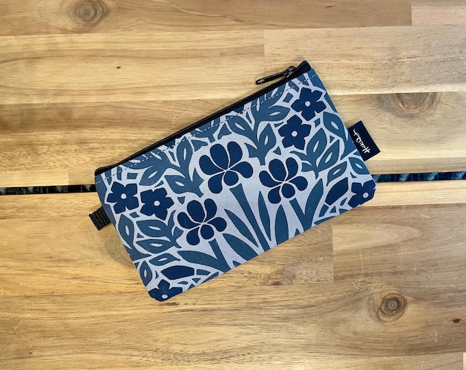 Iris and Vinca Zipper Pouch - Zipper Wallet - Screen Printed