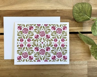 June Roses Greeting Cards - A2 - Set of 6 Blank Notecards - Card Set