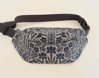Iris and Vinca Fanny Pack - Hip Bag - Small Cross-Body Purse - Screen Printed