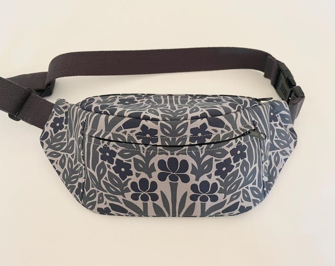 Iris and Vinca Fanny Pack - Hip Bag - Small Cross-Body Purse - Screen Printed