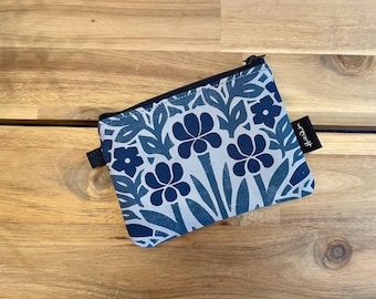 Iris and Vinca Zipper Pouch: Screen Printed Wallet