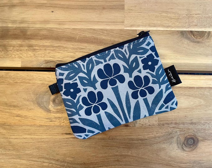 Iris and Vinca Zipper Pouch: Screen Printed Wallet