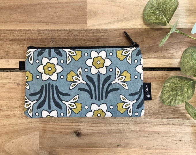 March Daffodils Zipper Pouch - Zipper Wallet - Screen Printed - Floral Pouch - March Birthday Zipper Pouch