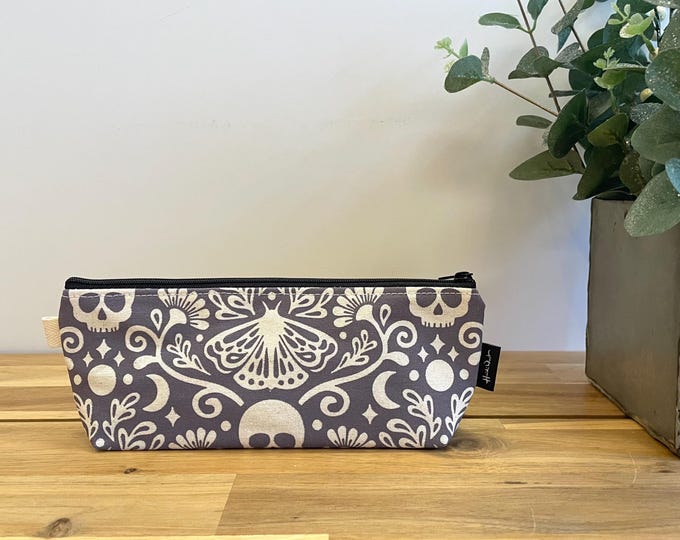 Mystical Moth Pencil Pouch  - Screen Printed - Zipper Pouch