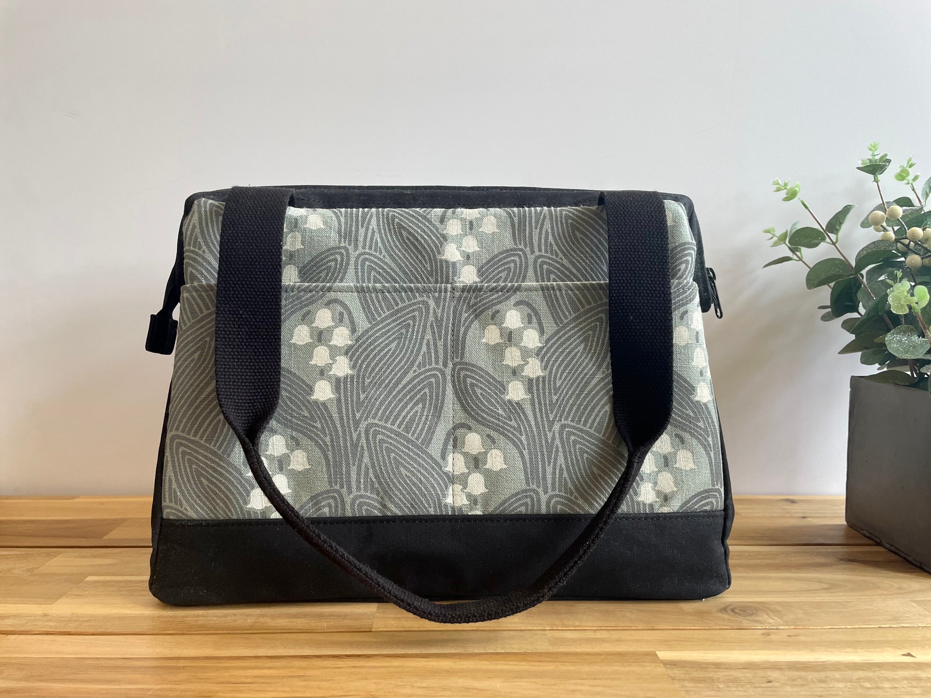 Large Waxed Canvas Project Bag May Lily of the Valley Pattern