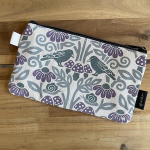 Cartera con cremallera con diseño de cuervo y hongo - Cartera con cremallera - Serigrafía