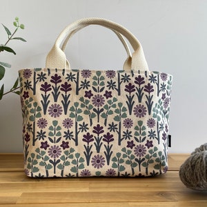 Oregon Wildflowers Pattern Project Bag / Simple Tote - Screen Printed Fabric - Natural White