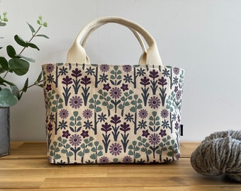 Oregon Wildflowers Pattern Project Bag / Simple Tote - Screen Printed Fabric - Natural White