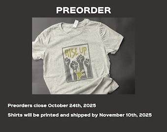 PREORDER - Rise Up Heather Gray Crew Neck Shirt, Portland Frog, Women’s T-Shirt, Resistance Shirt - Screen Printed Graphic Tee