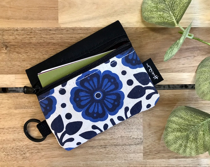 February Violets Mini Pouch -  Zipper Pouch - Zipper Wallet - Screen Printed - Earbud Pouch