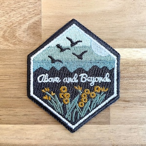 Above and Beyond Iron-on Embroidered Patch with Birds and Gladiolas - Gift for Women