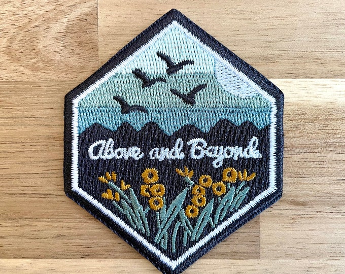 Above and Beyond Iron-on Embroidered Patch with Birds and Gladiolas - Gift for Women