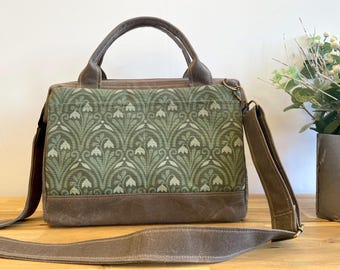 Waxed Canvas Knitting Bag: Snowdrops Screen Print