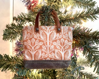 Owl and Oak Tree Pattern Tiny Bag Ornament - Holiday Ornament