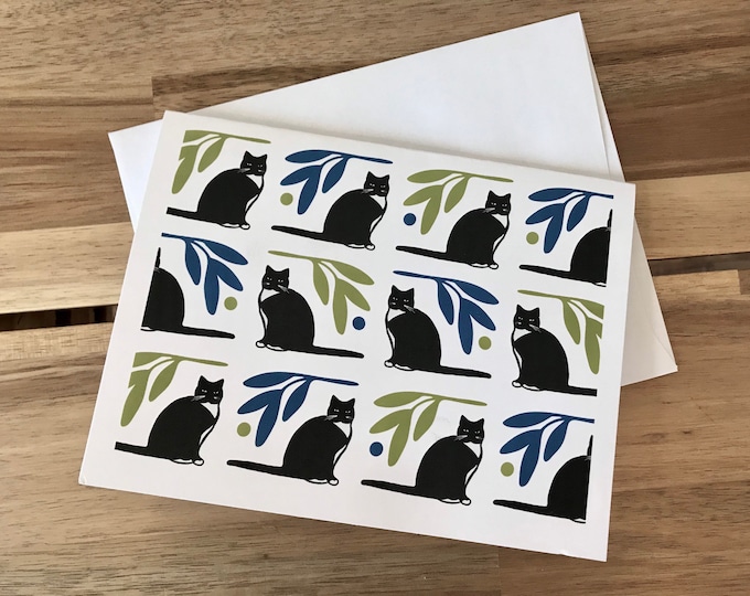 Tuxedo Cat Greeting Cards - A2 - Set of 6 Blank Notecards - Black Cat Cards