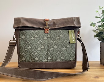 Snowdrops Print Waxed Canvas Crossbody Bag