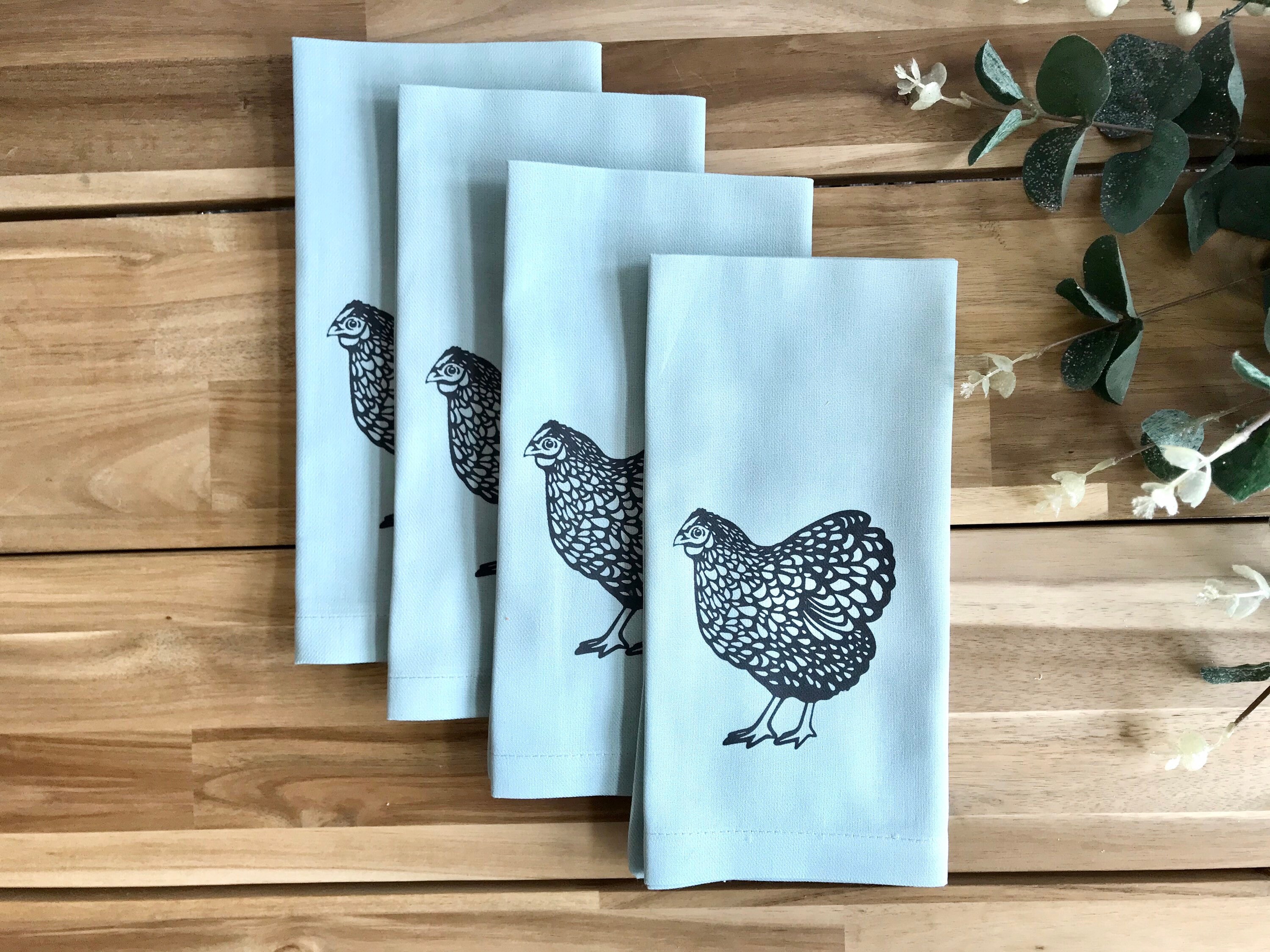 Chicken Cloth Napkins Dinner Napkins with Screen Printed Etsy