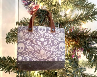 Mystical Moth and Skull Pattern Tiny Bag Ornament - Holiday Ornament - Halloween