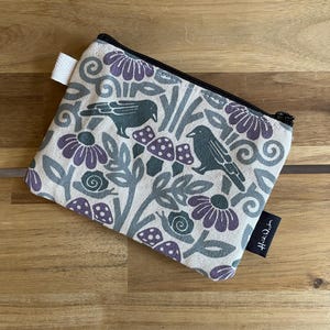Estuche con cremallera con diseño de cuervo y hongo - Monedero con cremallera - Serigrafiado - Estuche con cremallera para tarjetas de crédito