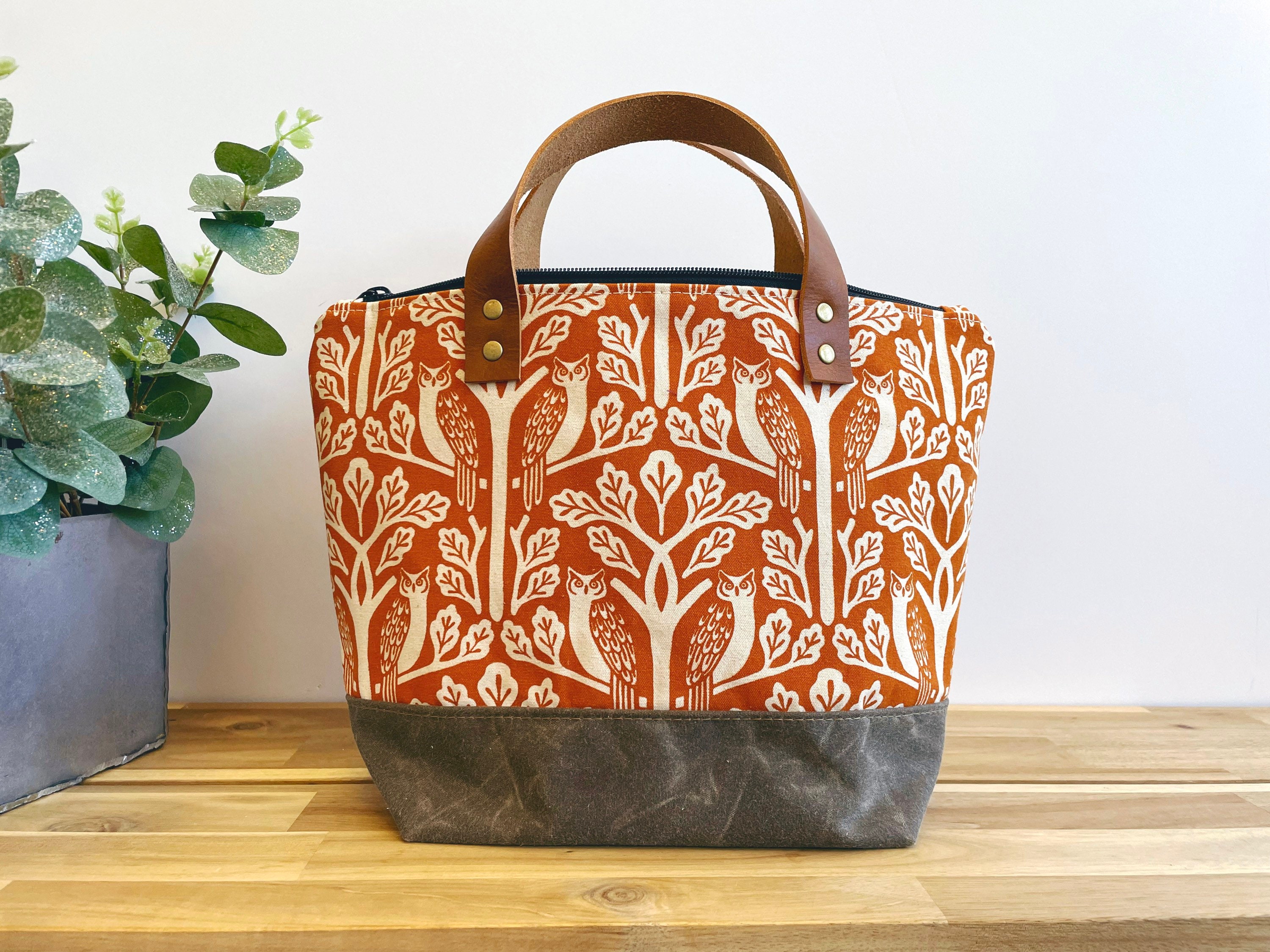Forest Floor Tote Bag, Enchanted Forest Bags, Knitting Project Bag Owl