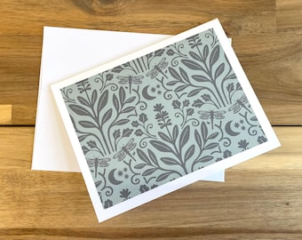 Sage and Moonlight Greeting Cards - A2 - Set of 6 Blank Notecards - Dragonfly Cards