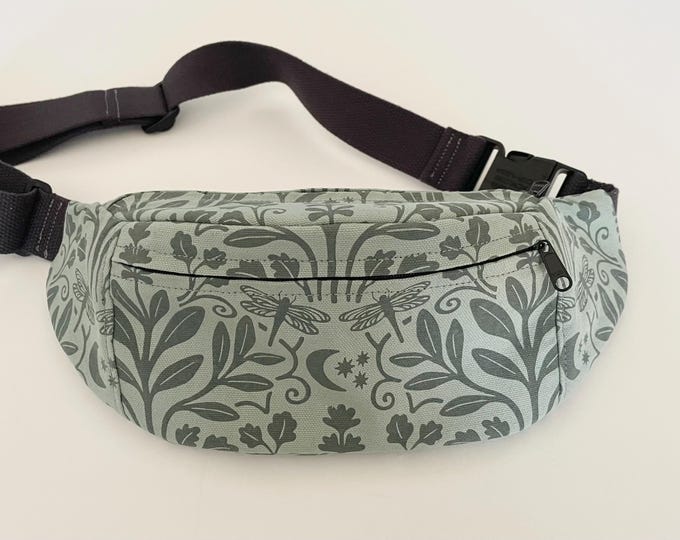 Sage and Moonlight Fanny Pack - Hip Bag - Small Cross-Body Purse - Screen Printed
