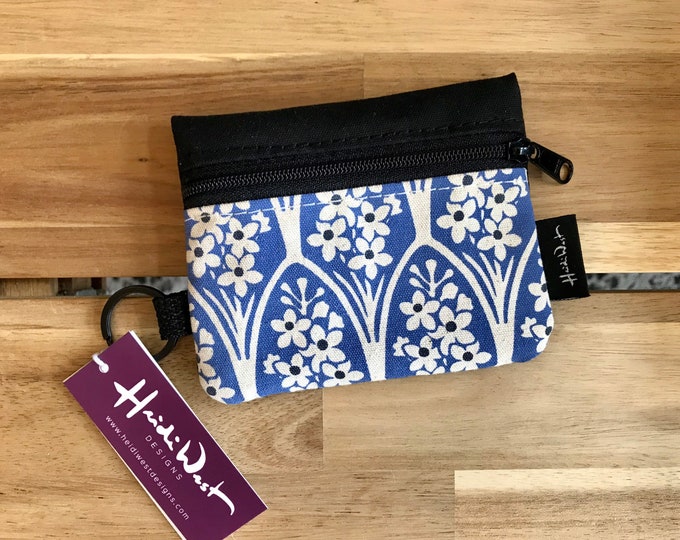 Mini Pouch - July Larkspur Zipper Pouch - Zipper Wallet - Screen Printed - Earbud Pouch