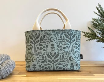 Sage and Moonlight Project Bag / Simple Tote - Screen Printed - Dragonfly Bag