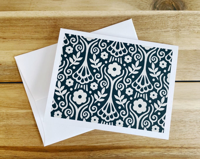 Justice Pattern Greeting Cards - A2 - Set of 6 Blank Notecards - Above and Beyond Cards - Black and White