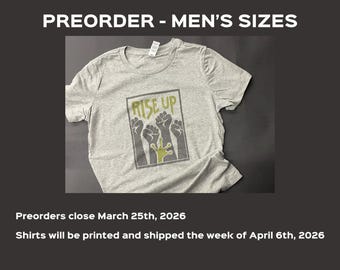 PREORDER - MEN’S SIZES Rise Up Heather Gray Crew Neck Shirt, Portland Frog, Women’s T-Shirt, Resistance Shirt - Screen Printed Graphic Tee
