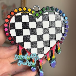 Drippy Checkered Heart Freshie | Custom Air Freshener!