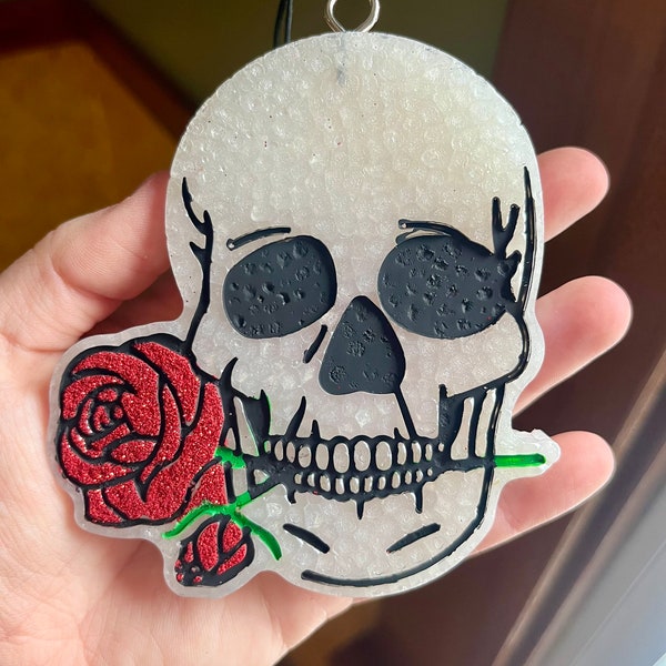 Skull and Rose Freshie | Custom - Made to Order Car Freshie!