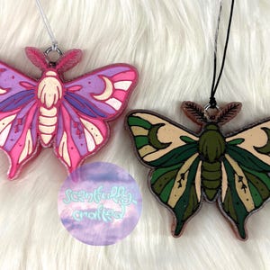 Custom Lunar Moth Car Freshie | Made to Order Air Freshener, Choose Colors & Scent