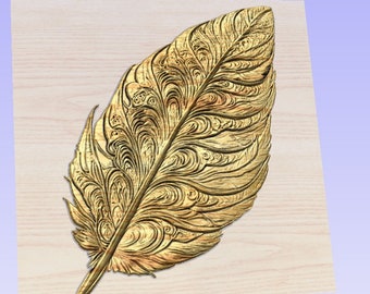 3D Vogelfeder STL Datei: CNC Fräser Carving Digital Download