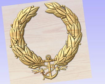Royal Marine Crest: Laurel und Anchor - 3D Druck STL Datei